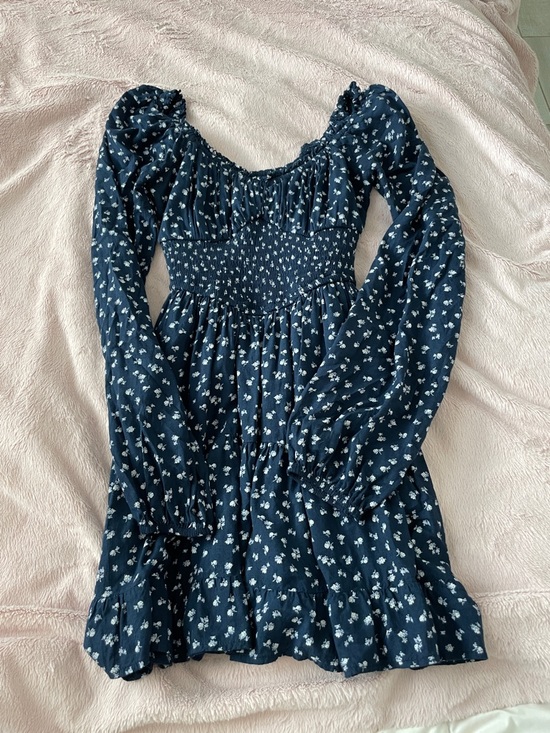 Hollister Dresses & Skirts - Hollister Navy Blue Mini Dress with White Floral Print
